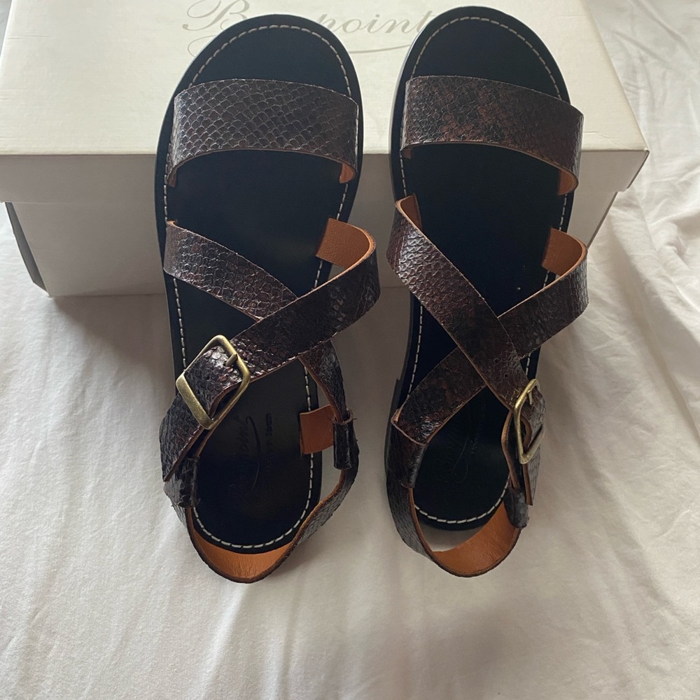 Bonpoint Brown Strappy Sandals with Buckle size 39